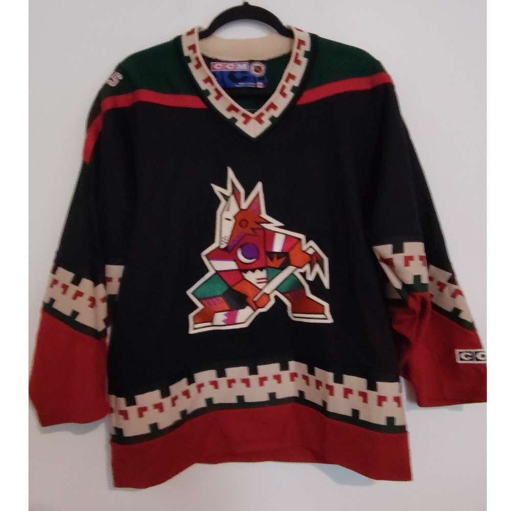Vintage Phoenix Coyotes CCM Kachina Hockey Jersey NHL Mens Small Black Canada